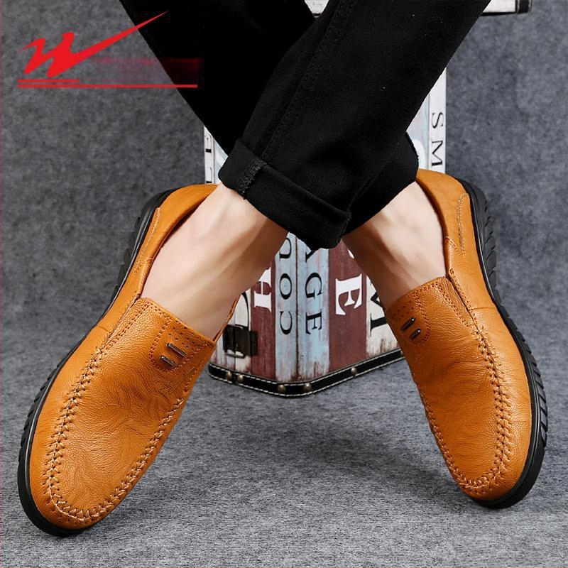 Double Star muške nove lijene slip-on cipele, muške cipele od prave kože s mekim dnom, prozračne, vodootporne, neklizajuće, ležerne kožne cipele