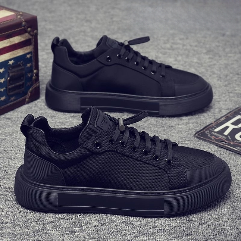 Muške cipele prekogranične proljetne čisto crne, univerzalne ležerne platnene tenisice, muške nazuvice za posao, neklizajuće moderne cipele