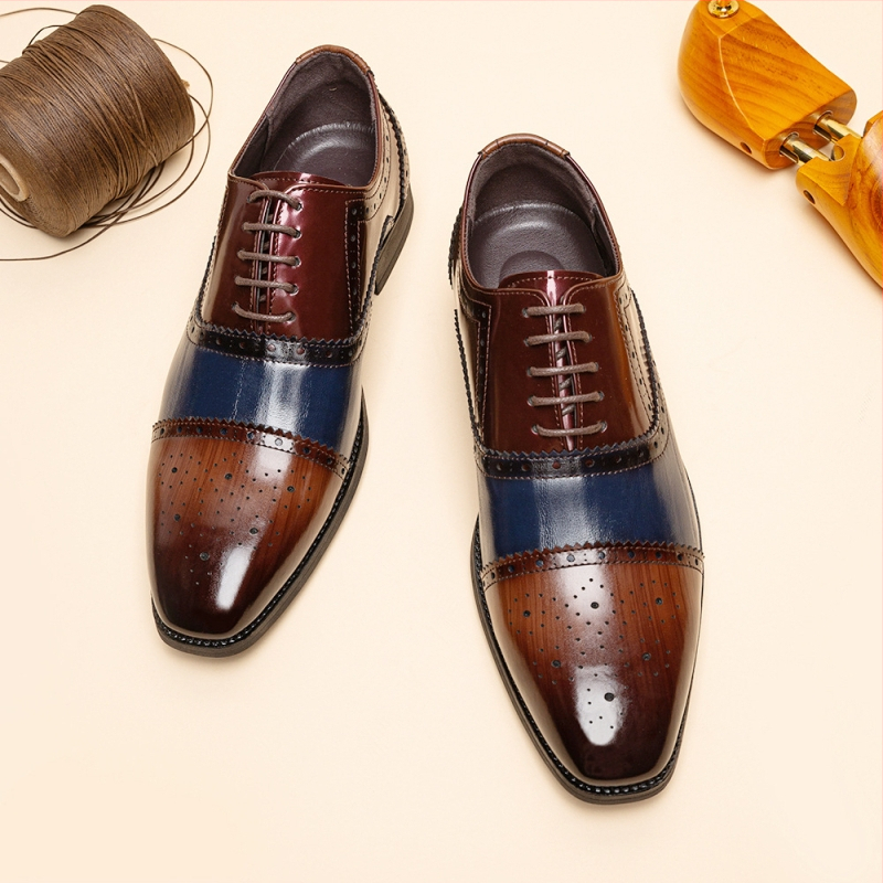 Britanske muške cipele s vezicama i rezbarenim Brockovim uzorkom koje mijenjaju boju, prekogranične ležerne kožne cipele s usklađivanjem boja, muške cipele za vanjsku trgovinu, plus veličine