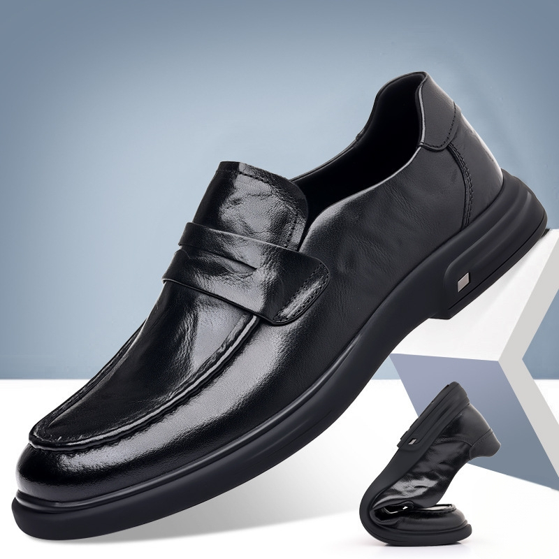 Proljetne luksuzne muške cipele 2025. Nove poslovne ležerne kožne cipele od prave kože za srednje godine, formalne uredske mokasine za tate