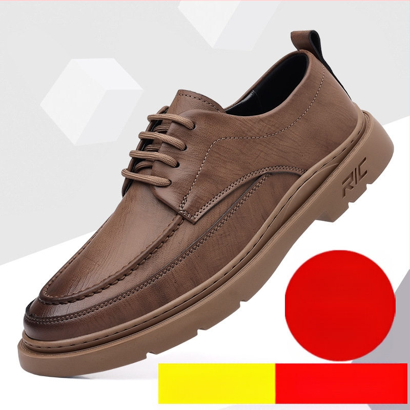 Britské trendy pánske topánky z pravej kože, business casual pracovné topánky, jesenné retro, populárne, populárne malé kožené topánky z jedného kusu, dodanie