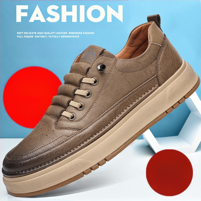 2025. gada rudens jaunās mīkstās ādas vīriešu kurpes ar pārrobežu mīkstu zoli, modernas, daudzpusīgas ikdienas ādas kurpes, sporta apavi vairumtirdzniecībā