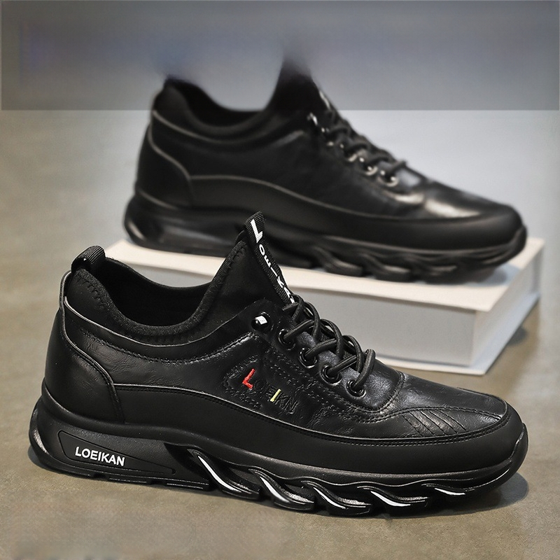 Pánske letné kuchárske topánky, protišmykové, obchodné, univerzálne, ležérne, s mäkkou podrážkou, čierne, plus size, športové kožené topánky