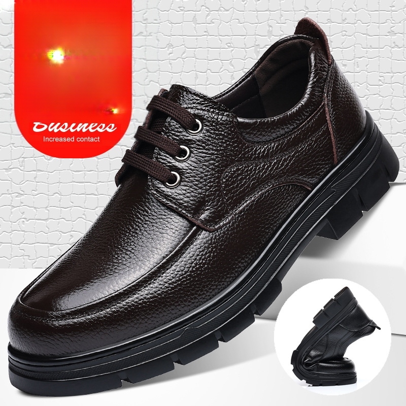 Jesenske i zimske nove tatine cipele, mekane kožne poslovne ležerne muške kožne cipele s okruglim vrhom, kožne cipele s debelim potplatom, muške prozračne cipele za srednje i starije osobe