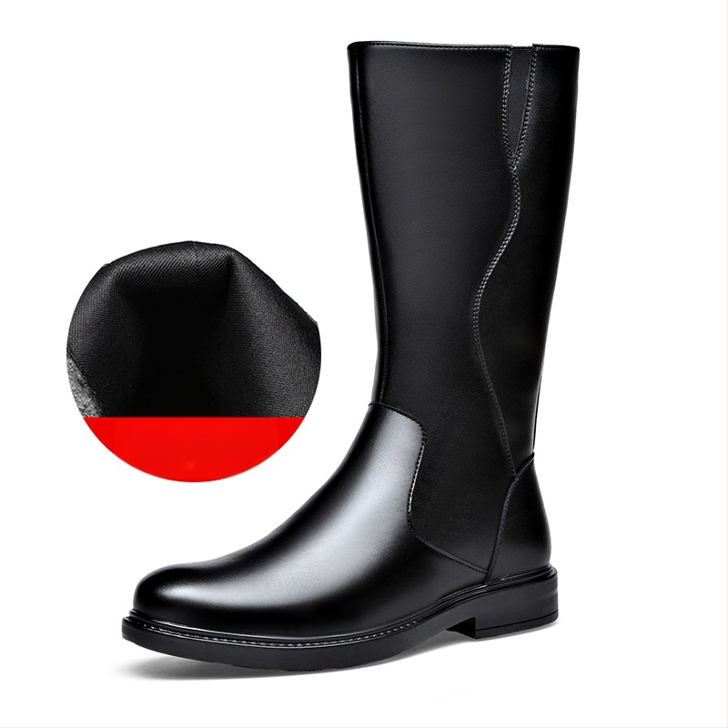 Zimske duge ležerne višenamjenske Martin čizme, moderne kožne čizme s bočnim patentnim zatvaračem, mekane i udobne muške viteške čizme s mekim dnom