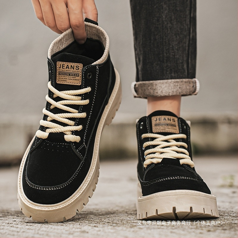 Britanske muške Martin čizme za jesen i zimu, kožne debeli potplat, povećane, za sportove na otvorenom, motociklističke kožne čizme, muške čizme, svestran stil