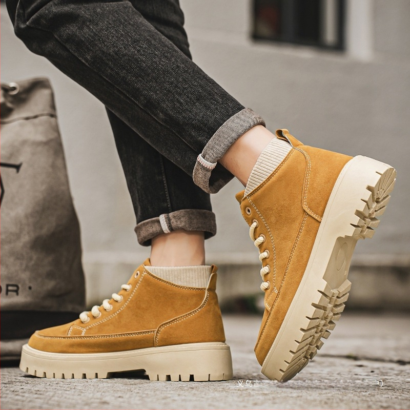 Britanske muške Martin čizme za jesen i zimu, kožne debeli potplat, povećane, za sportove na otvorenom, motociklističke kožne čizme, muške čizme, svestran stil