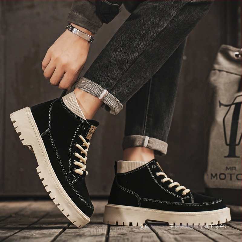 Britanske muške Martin čizme za jesen i zimu, kožne debeli potplat, povećane, za sportove na otvorenom, motociklističke kožne čizme, muške čizme, svestran stil