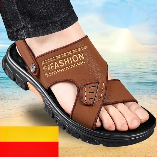 Muške sandale, ljetne sandale od prave kože s mekim potplatom, protuklizne cipele za plažu, 2024., nove vanjske ležerne sandale i papuče s dvostrukom namjenom za vanjsku upotrebu