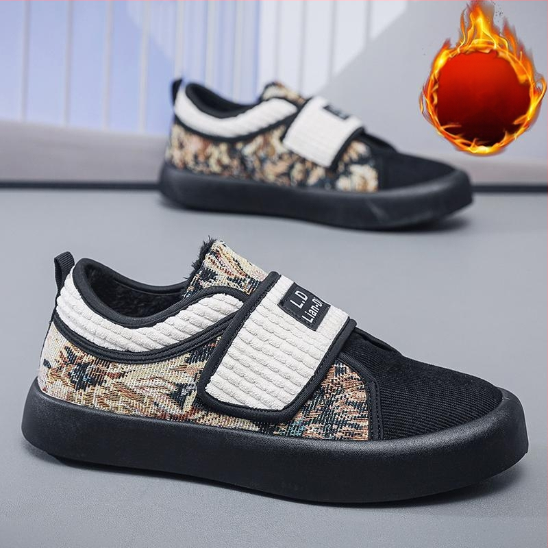 Zimné bavlnené topánky Pánske topánky s flísovou podšívkou, teplé študentské topánky, pánske trendy tínedžerské vrchné oblečenie, protišmykové športové látkové topánky