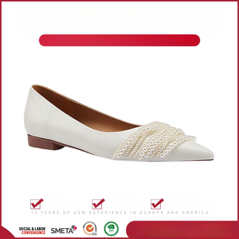 Prekogranična vanjska trgovina Europska i američka kvaliteta Pearl Fairy Style Modne cipele Retro francuske nišne ravne ženske cipele Proizvodnja