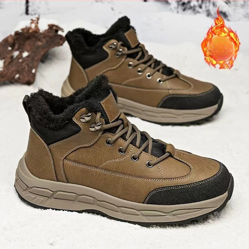 Meeste talvel fliisvoodriga paksendatud soojad kirdepuuvillast kingad, meeste õues kasutamiseks mõeldud miinus 40 kraadi veekindlad libisemiskindlad meeste kingad