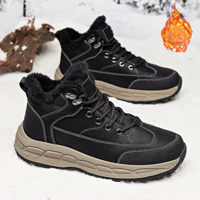 Meeste talvel fliisvoodriga paksendatud soojad kirdepuuvillast kingad, meeste õues kasutamiseks mõeldud miinus 40 kraadi veekindlad libisemiskindlad meeste kingad