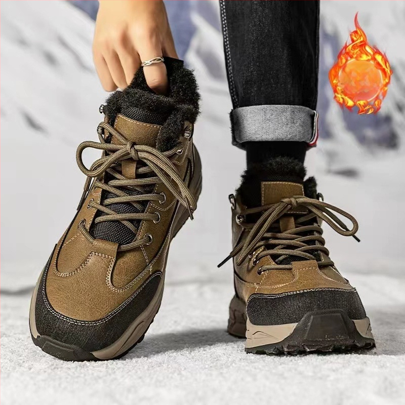 Meeste talvel fliisvoodriga paksendatud soojad kirdepuuvillast kingad, meeste õues kasutamiseks mõeldud miinus 40 kraadi veekindlad libisemiskindlad meeste kingad