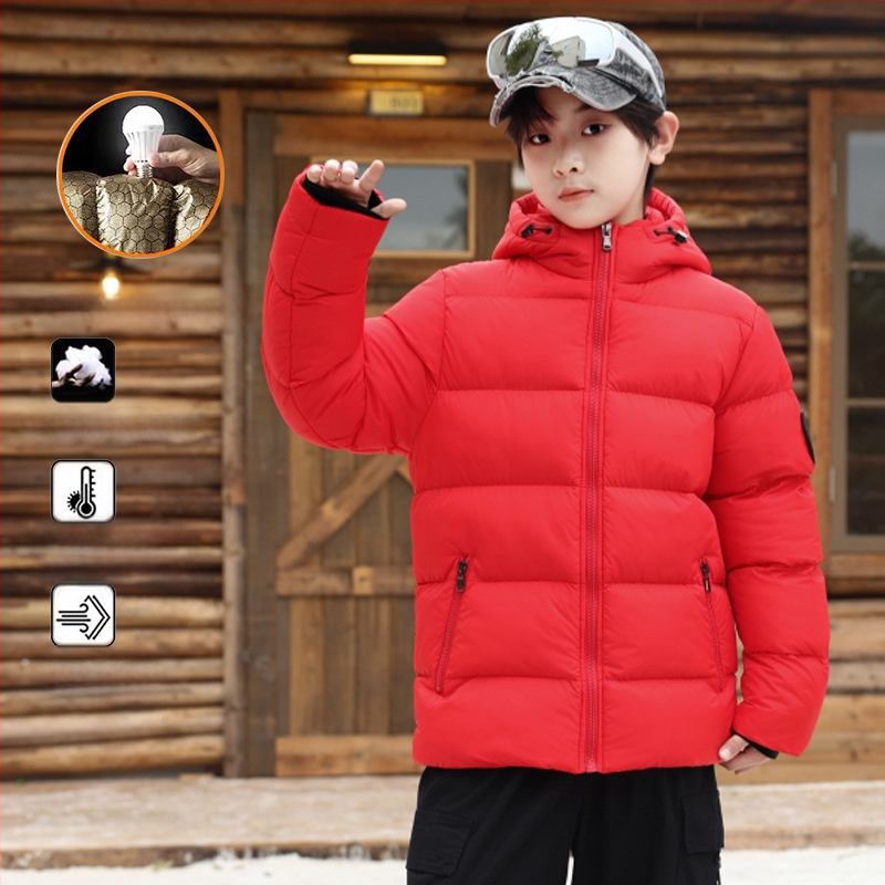 Παιδικό μπουφάν με επένδυση από πούπουλο και βαμβάκι, μαύρο χρυσό κοντό παλτό, μεγάλο παιδικό παλτό με επένδυση από βαμβάκι, αδιάβροχο, χειμερινό κοστούμι για αγόρια