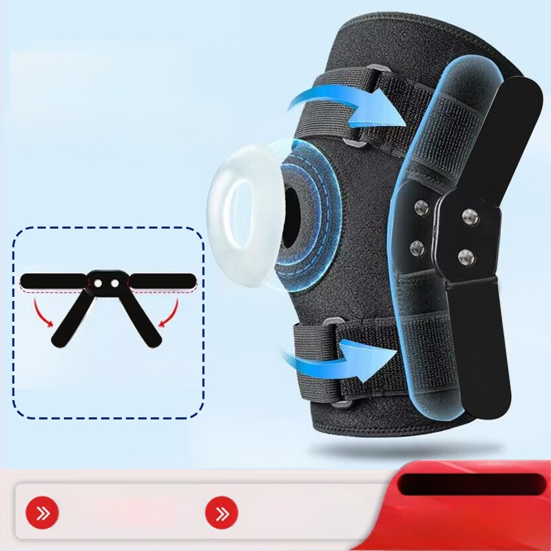 Acéllemez támasztó térdvédő meniszkusz borítás zsanér állítható lábpárna térdízületi kompresszió ütéscsillapítás védővédő