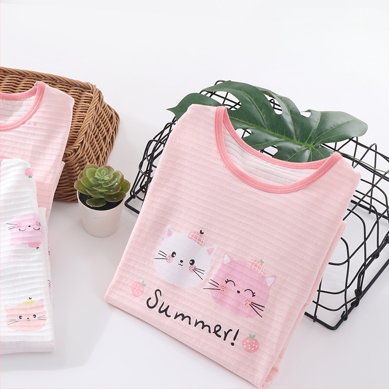 Tüdrukute öösärk suvine õhuke lühikeste varrukatega pidžaama 2025 uus laste puuvillane koduriiete tüdrukute seelik emale ja tütrele