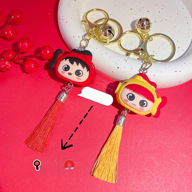 Originali animacinė miela pora, metinė žuvies raktų pakabukas, automobilio pakabukas, raktų pakabukas, Naujųjų metų dovana, didmeninė prekyba