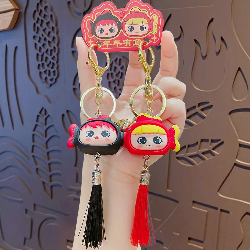 Originali animacinė miela pora, metinė žuvies raktų pakabukas, automobilio pakabukas, raktų pakabukas, Naujųjų metų dovana, didmeninė prekyba