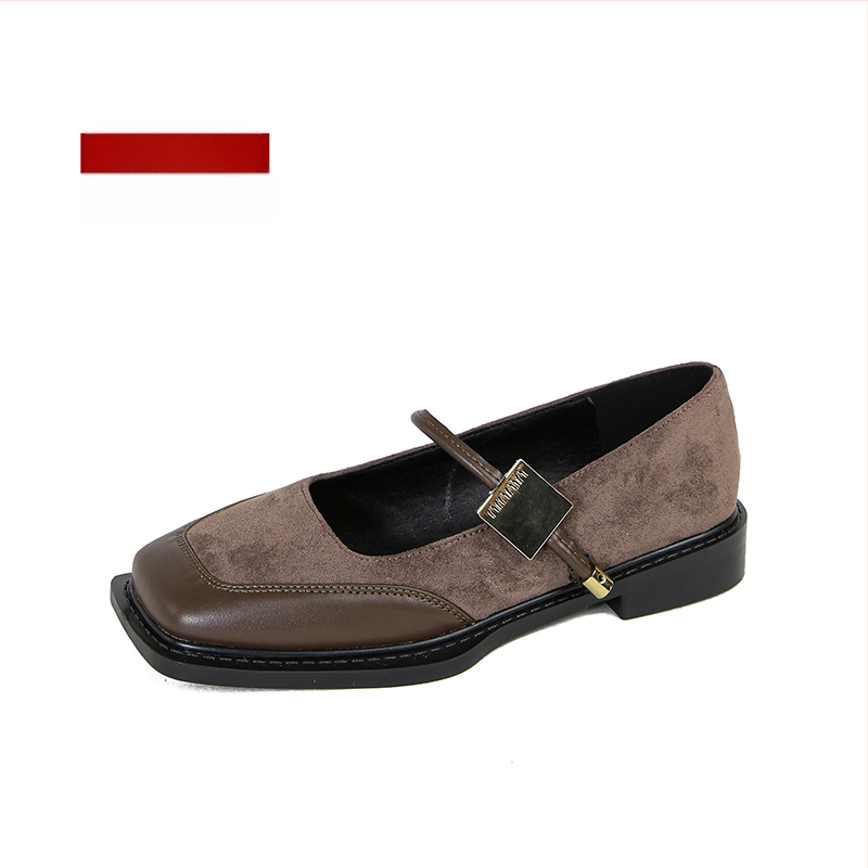 Nové čínske štýlové ploché jednovrstvové topánky s hranatou špičkou, dámske jesenné, univerzálne, francúzske čierne Mary Jane malé kožené topánky, plus veľkosť, dámske topánky 41 až 43