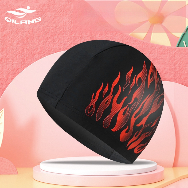 Liepsnos plaukimo kepuraitė suaugusiems vyrams mados spausdinimo ausų apsauga nailono audinio plaukimo kepuraičių gamintojai didmeninė prekyba
