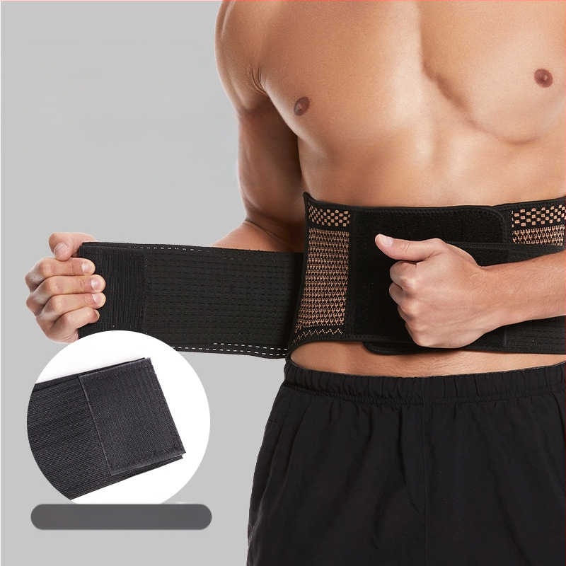 Ochrana pásu z oceľového pletu horizontálneho pletacieho stroja s medenou športovou podporou, ochrana pásu, fitness drep, vzpieranie, tvrdé ťahanie, profesionálny ochranný pás