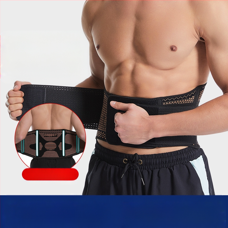 Ochrana pásu z oceľového pletu horizontálneho pletacieho stroja s medenou športovou podporou, ochrana pásu, fitness drep, vzpieranie, tvrdé ťahanie, profesionálny ochranný pás