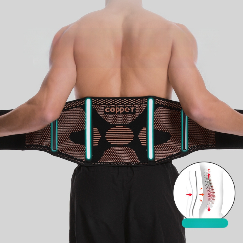 Ochrana pásu z oceľového pletu horizontálneho pletacieho stroja s medenou športovou podporou, ochrana pásu, fitness drep, vzpieranie, tvrdé ťahanie, profesionálny ochranný pás