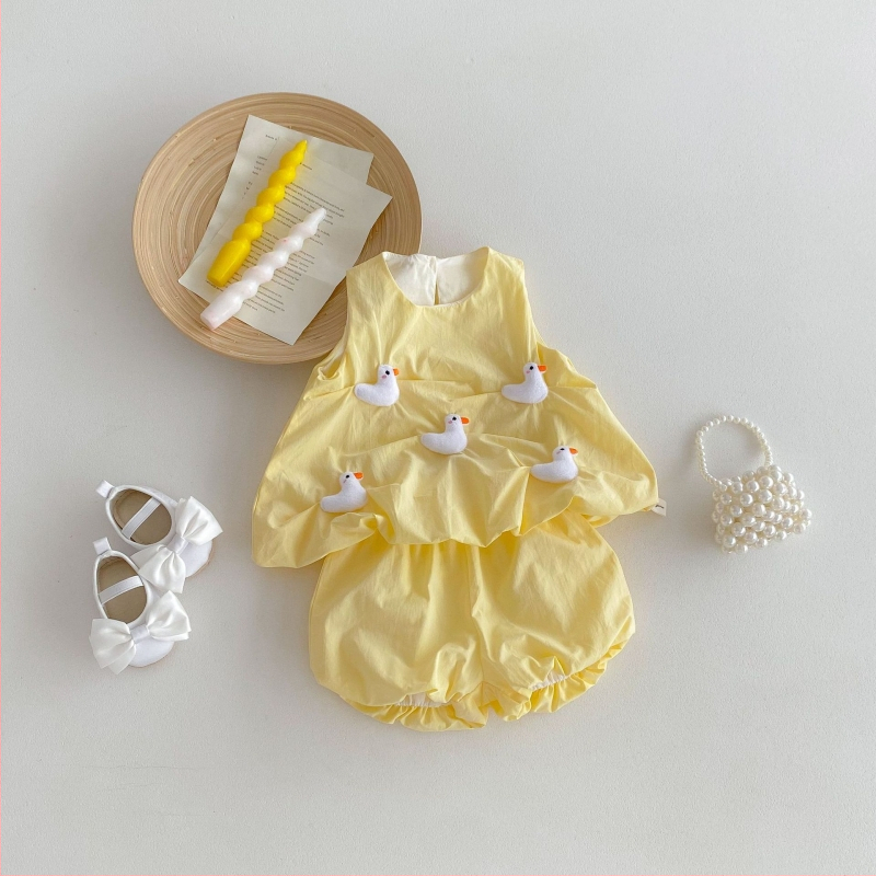 Лятна рокля за бебешко момиче, супер сладък костюм, сладък бебешки потник, топ в западен стил, принцеса с цветни прицветници, комплект от две части