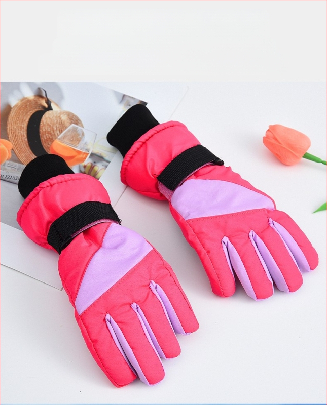 2024 Nové detské protišmykové rukavice s flísovou podšívkou, zahustené dámske lyžiarske rukavice na prsty, zimné, vetruodolné, teplé rukavice