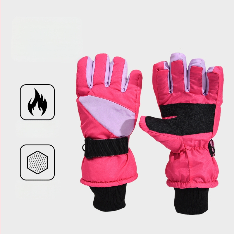 2024 Nové detské protišmykové rukavice s flísovou podšívkou, zahustené dámske lyžiarske rukavice na prsty, zimné, vetruodolné, teplé rukavice