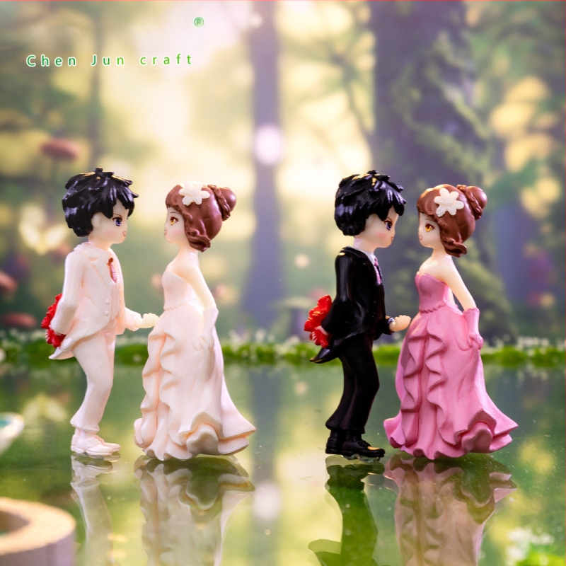 Mikromaastik loominguline romantiline ettepaneku paar tegelane DIY võtmehoidja kaunistus aksessuaarid auto lauaarvuti väikesed kaunistused