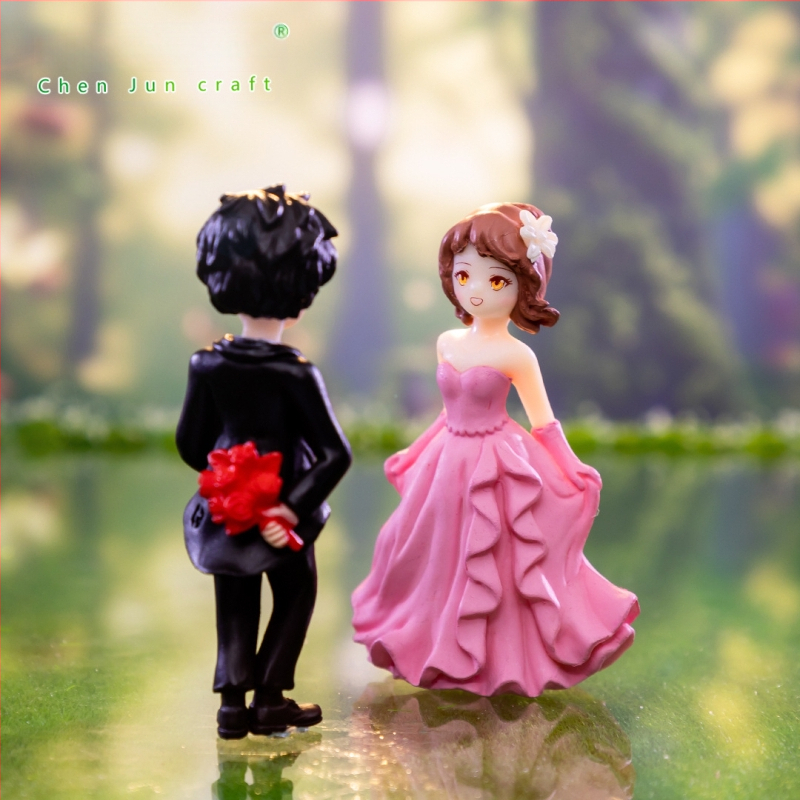 Mikromaastik loominguline romantiline ettepaneku paar tegelane DIY võtmehoidja kaunistus aksessuaarid auto lauaarvuti väikesed kaunistused