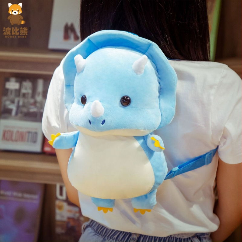 Tyrannosaurus Triceratops Dinosaurus Plush mänguasja seljakott Imikute ja laste seljakott Piiriülene otsetarne püüdmismasin Nukk