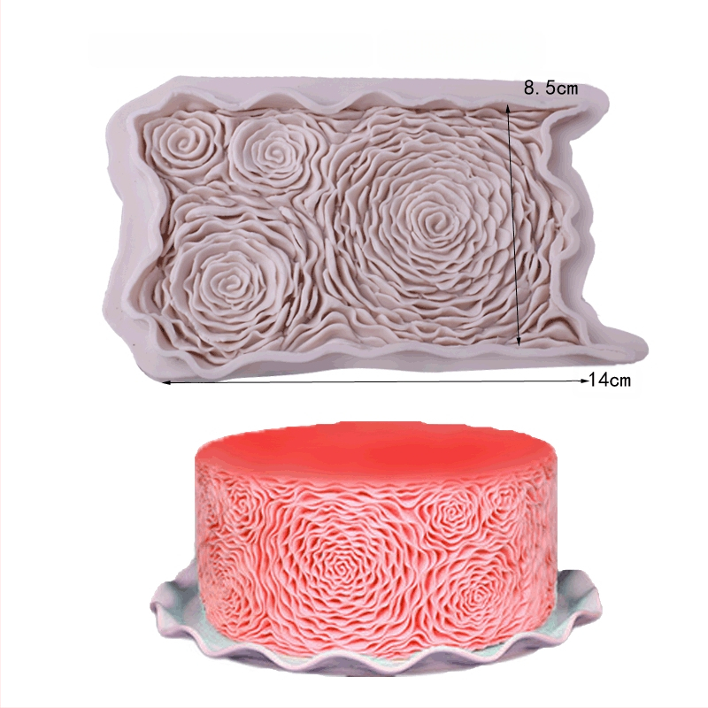 Simuleeritud lillega silikoonvorm roosist šokolaadilillega pööratava servaga silikoonist dekoratiivvorm