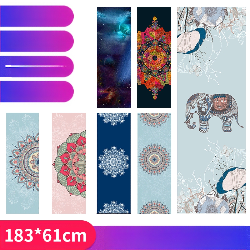 Neslystantis dvipusis aksominis jogos kilimėlis, atspausdintas minkštas fitneso jogos rankšluostis, mikropluošto jogos rankšluostis