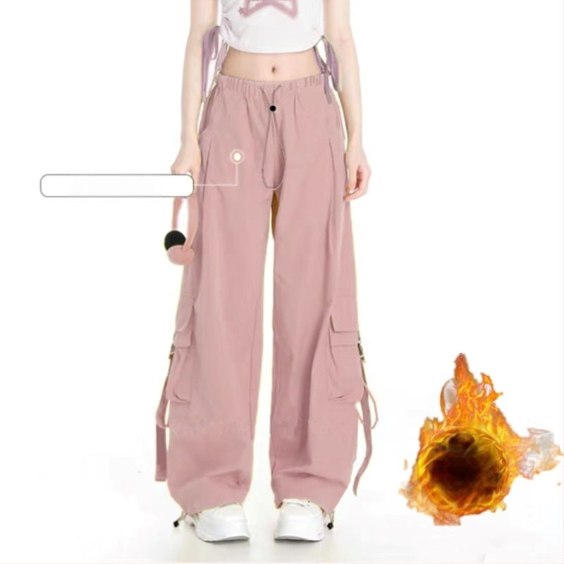 H8A Čierne overaly v americkom štýle Dámske tenké 2024 Nové hip-hopové vysoké pásy Široké nohavice Voľné ležérne zoštíhľujúce športové