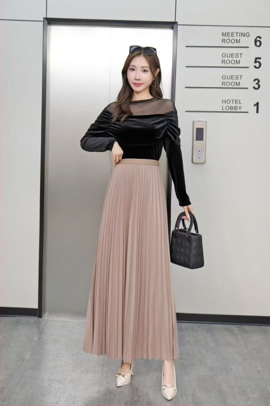 92 cm plisirana ljetna i jesenska nova velika suknja, bijela suknja visokog struka, drapirana, svestrana