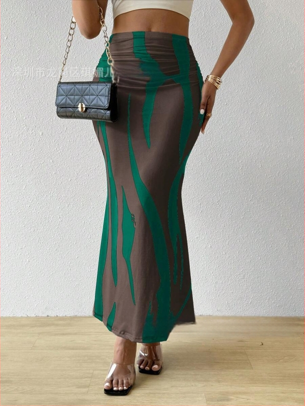 Rochie lungă cu model zebră transfrontalieră europeană și americană, subțire și înaltă, de vânzare cu amănuntul, cu talie înaltă, cu coadă de pește, pe jumătate ajustabilă