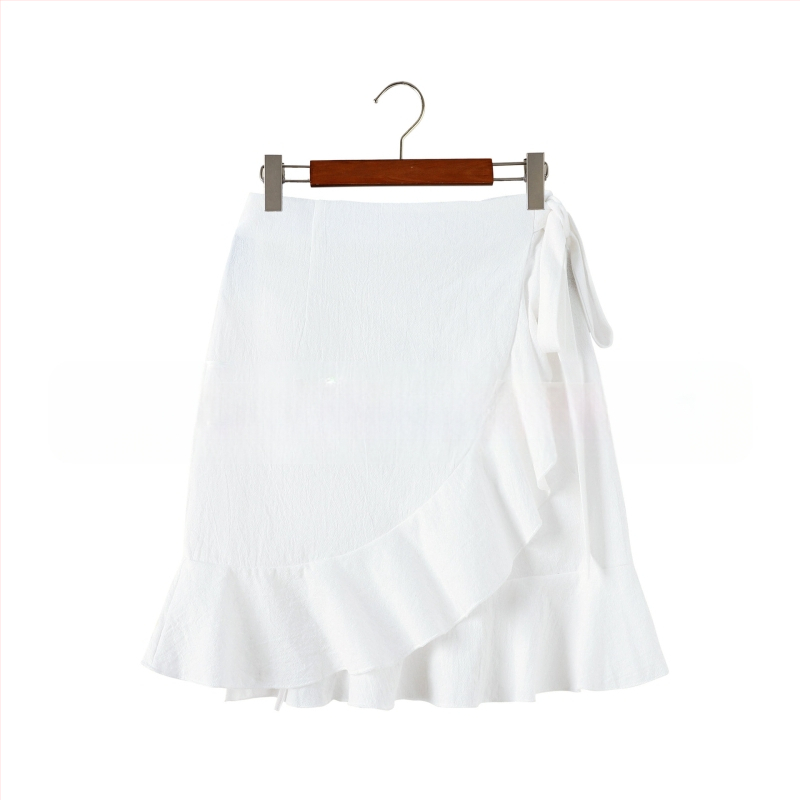 Dámska krátka sukňa s vysokým pásom a jednofarebným vzorom, cezhraničná Amazonka, európska a americká, s krátkymi rukávmi, 8766