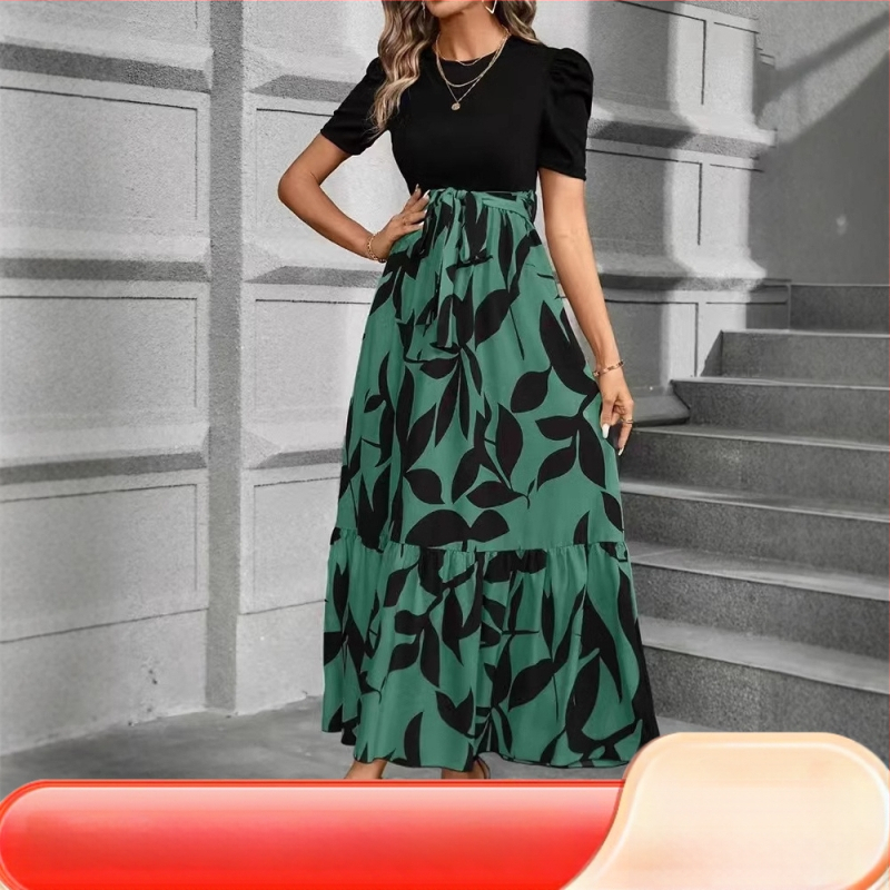 Amazon AliExpress prekogranična prodaja za europske i američke ženske elegantne haljine visokog struka s cvjetnim printom