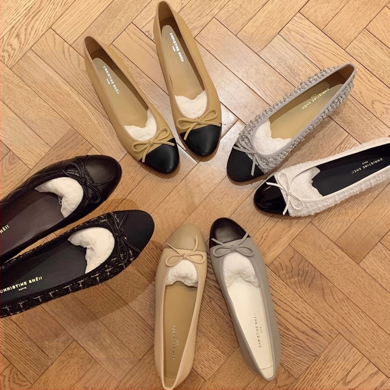 Pantofi de balet cu vârf rotund, stil francez, cu gura mică, romboid, din piele de oaie, pentru femei, stil clasic Chanel, cu arc, pantofi de balet plat, stil francez, pantofi de damă