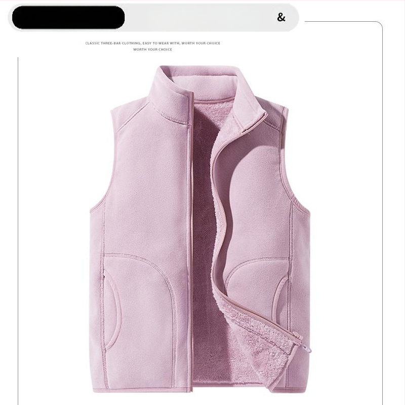 Vilnonė liemenė, pritaikyta darbo drabužiams, grupiniai drabužiai, vienspalvė, prigludusi, vertikali apykaklė, purtymo liemenė su vilnos pamušalu, sustorinta liemenė, apsiūta per visą sieną.