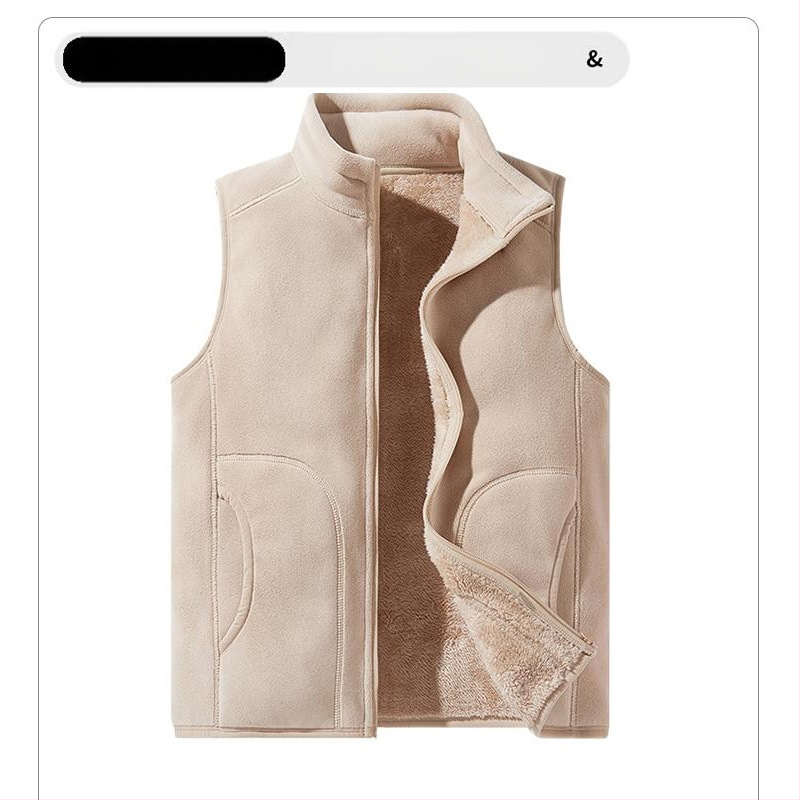 Vilnonė liemenė, pritaikyta darbo drabužiams, grupiniai drabužiai, vienspalvė, prigludusi, vertikali apykaklė, purtymo liemenė su vilnos pamušalu, sustorinta liemenė, apsiūta per visą sieną.