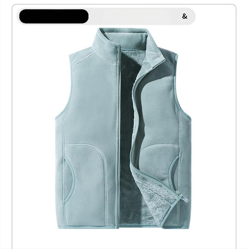 Vilnonė liemenė, pritaikyta darbo drabužiams, grupiniai drabužiai, vienspalvė, prigludusi, vertikali apykaklė, purtymo liemenė su vilnos pamušalu, sustorinta liemenė, apsiūta per visą sieną.