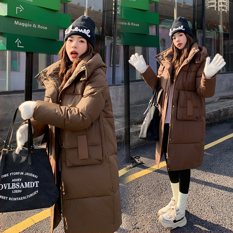 Páperová bavlnená bunda, vetruodolná, zimná, dámska, nový štýl 2025, stredne dlhá, módna, voľná, zahustená, teplá, teplý kabát v kórejskom štýle