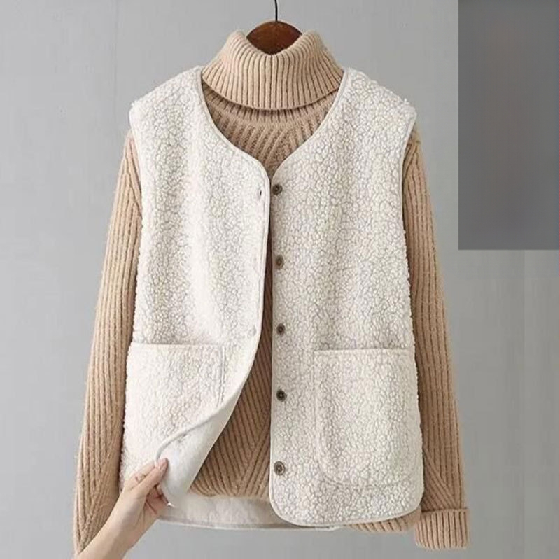 Naiste pluss-suuruses lambalihast plüüšvest 2023. aasta uus karusnahast ühes tükis vest