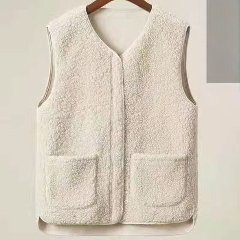 Naiste pluss-suuruses lambalihast plüüšvest 2023. aasta uus karusnahast ühes tükis vest