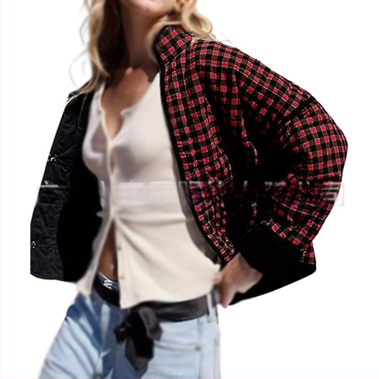 Tarpvalstybiniai Europos ir Amerikos 2025 m. „Amazon“ žiemos nauji prancūziški retro raštuoti medvilniniai viršutiniai drabužiai su gėlėtais trumpais medvilniniais viršutiniais drabužiais moterims.