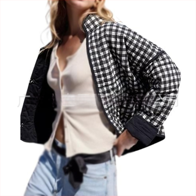 Tarpvalstybiniai Europos ir Amerikos 2025 m. „Amazon“ žiemos nauji prancūziški retro raštuoti medvilniniai viršutiniai drabužiai su gėlėtais trumpais medvilniniais viršutiniais drabužiais moterims.